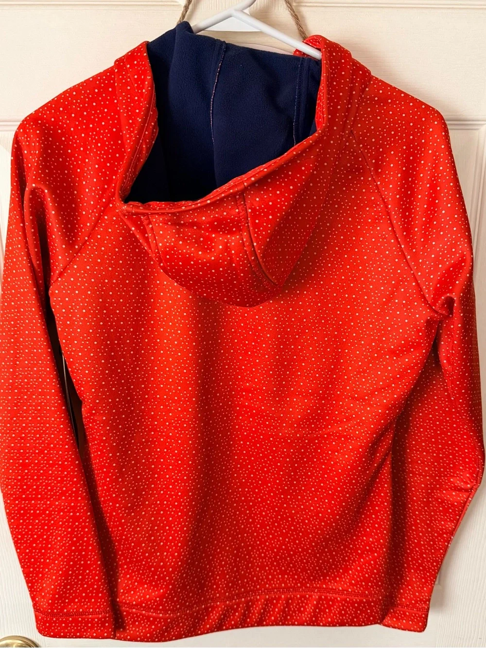 Burton Womens Orange and Navey Hooded Zip-Up Puffer Jacket with Micro Dot Print